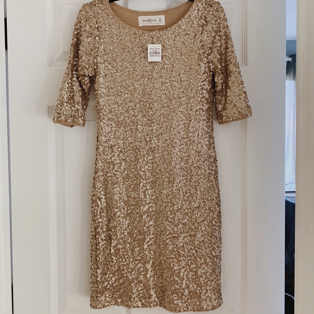 ABERCROMBIE & FITCH— Gold Sequin Mini Dress